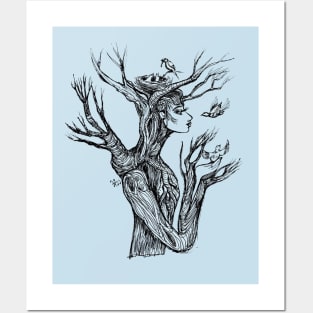 Tree Woman with Branch Arms Posters and Art